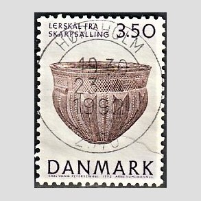 FRIM�RKER DANMARK | 1992 - AFA 1007 - Nationalmuseets samling - 3,50 Kr. lilla/brun - Pragt Stemplet