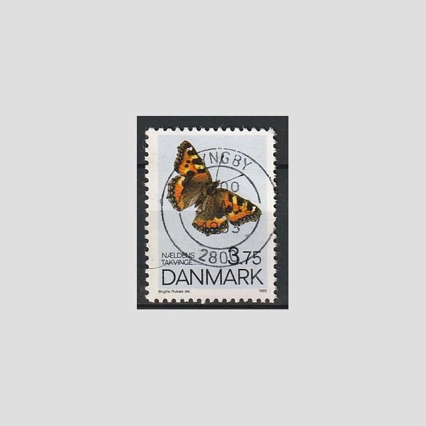 FRIMRKER DANMARK | 1993 - AFA 1037 - Sommerfugle - 3,75 Kr. flerfarvet - Pragt Stemplet