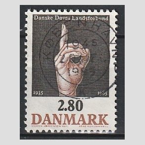 FRIM�RKER DANMARK | 1985 - AFA 844 - D�ves Landsforbund 50 �r - 2,80 Kr. flerfarvet - Pragt Stemplet