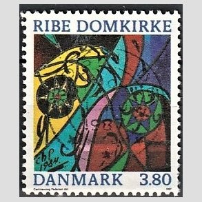 FRIM�RKER DANMARK | 1987 - AFA 880 - Ribe Domkirke - 3,80 Kr. flerfarvet - Pragt Stemplet