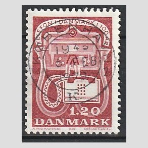 FRIM�RKER DANMARK | 1979 - AFA 672 - Telefonen 100 �r - 1,20 Kr. r�d - Pragt Stemplet K�benhavn