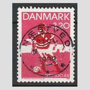 FRIM�RKER DANMARK | 1989 - AFA 935 - DBU 100 �r - 3,20 Kr. r�d/sort - Pragt Stemplet