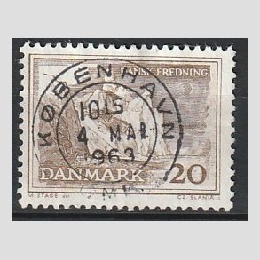 FRIM�RKER DANMARK | 1962 - AFA 411 - M�ns klint - 20 �re gr�brun - Pragt Stemplet
