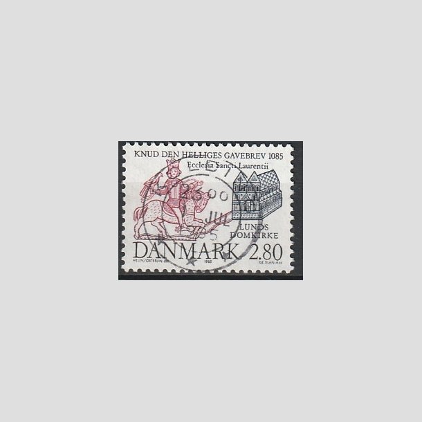 FRIMRKER DANMARK | 1985 - AFA 834 - Domkirken i Lund - 2,80 Kr. mrkbl/lilla - Pragt Stemplet