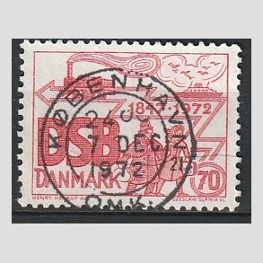 FRIM�RKER DANMARK | 1972 - AFA 525 - D.S.B 125 �r - 70 �re r�d - Pragt Stemplet