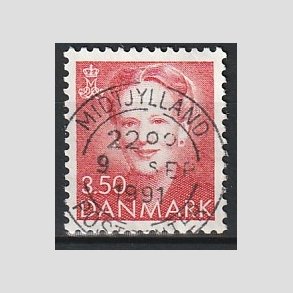 FRIMRKER DANMARK | 1990 - AFA 962 - Dronning Margrethe - 3,50 Kr. rd - Pragt Stemplet