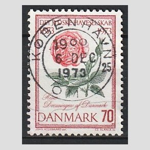 FRIM�RKER DANMARK | 1973 - AFA 546 - Jydske Haveselskab 100 �r - 70 �re rosa/gr�n/r�d - Pragt Stemplet