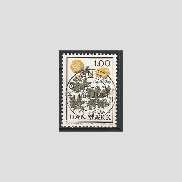 FRIMRKER DANMARK | 1977 - AFA 649 - Truet flora - 1,00 Kr. gul/grn - Pragt Stemplet Kbenhavn
