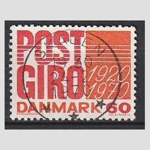 FRIMRKER DANMARK | 1970 - AFA 493 - Postgirotjenesten 50 r - 60 re rd/gulorange - Pragt Stemplet Skjern