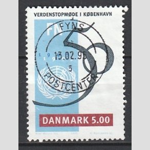 FRIM�RKER DANMARK | 1995 - AFA 1085 - FN 50 �r - 5,00 Kr. flerfarvet - Pragt Stemplet