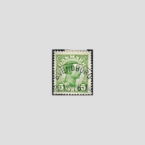 FRIMRKER DANMARK | 1913 - AFA 68 - Chr. X 5 re grn (1K) - Pragt Stemplet "SVENDBORG"
