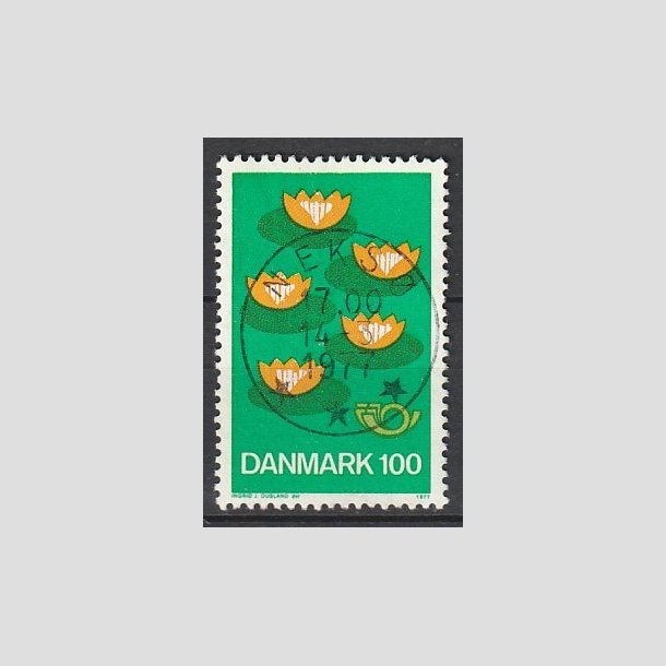 FRIMRKER DANMARK | 1977 - AFA 631 - Fllesnordisk udgave - 100 re grn/gul/mrkgrn - Pragt Stemplet "NEKS"