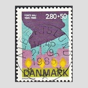 FRIMRKER DANMARK | 1985 - AFA 831 - 40-ret for befrielsen - 2,80 Kr. + 50 re flerfarvet - Pragt Stemplet