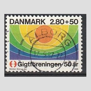 FRIMRKER DANMARK | 1986 - AFA 855 - Gigtforeningen 50 r - 2,80 Kr. + 50 re flerfarvet - Pragt Stemplet