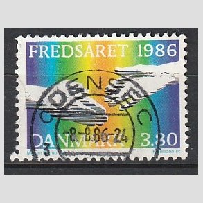 FRIM�RKER DANMARK | 1986 - AFA 857 - FN's freds�r - 3,30 Kr. flerfarvet - Pragt Stemplet