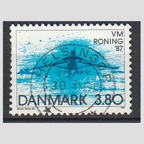 FRIM�RKER DANMARK | 1987 - AFA 887 - WM i roning - 3,80 Kr. bl� - Pragt Stemplet Helsing�r