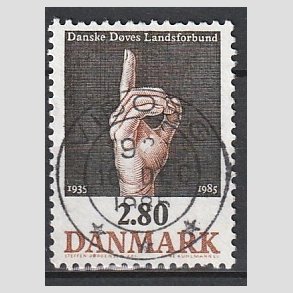 FRIM�RKER DANMARK | 1985 - AFA 844 - D�ves Landsforbund 50 �r - 2,80 Kr. flerfarvet - Pragt Stemplet
