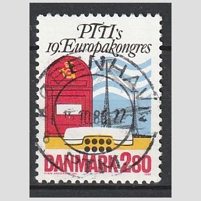 FRIM�RKER DANMARK | 1986 - AFA 863 - Europakongres i K�benhavn - 2,80 Kr. flerfarvet - Pragt Stemplet