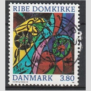 FRIM�RKER DANMARK | 1987 - AFA 880 - Ribe Domkirke - 3,80 Kr. flerfarvet - Pragt Stemplet