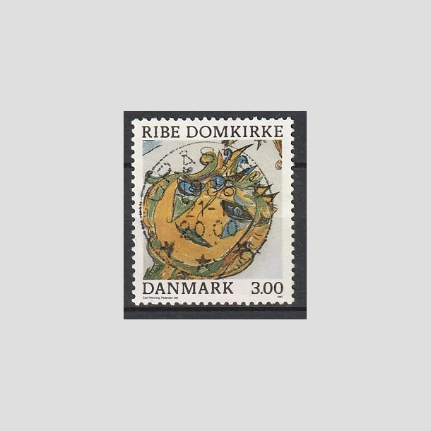 FRIMRKER DANMARK | 1987 - AFA 879 - Ribe Domkirke - 3,00 Kr. flerfarvet - Pragt Stemplet