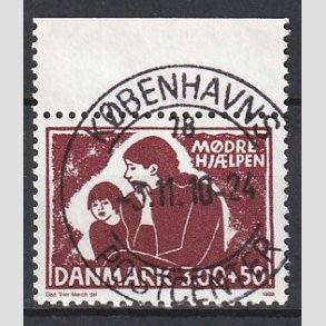 FRIMRKER DANMARK | 1988 - AFA 917 - Mdrehjlpen - 3,00 Kr. + 50 re rdbrun - Pragt Stemplet