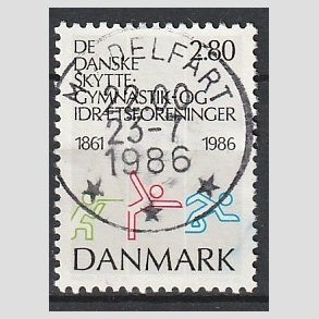 FRIM�RKER DANMARK | 1986 - AFA 862 - Dansk Skytte og Gymnastik - 2,80 Kr. flerfarvet - Pragt Stemplet Middelfart