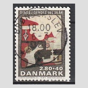 FRIMRKER DANMARK | 1985 - AFA 843 - Sindslidendes Vel - 2,80 Kr. + 40 re flerfarvet - Pragt Stemplet