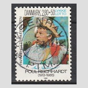 FRIMRKER DANMARK | 1986 - AFA 851 - Poul Richard - 2,80 Kr. + 50 re flerfarvet - Pragt Stemplet