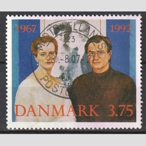 FRIM�RKER DANMARK | 1992 - AFA 1023 - S�lvbryllup - 3,75 Kr. flerfarvet - Pragt Stemplet