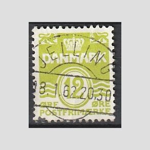 FRIM�RKER DANMARK | 1952-53 - AFA 335 - B�lgelinie 12 �re lysgr�n - Lux Stemplet 