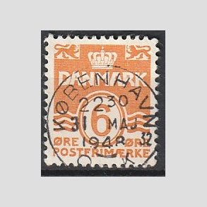 FRIM�RKER DANMARK | 1940 - AFA 254 - B�lgelinie 6 �re orangegul - Lux Stemplet 