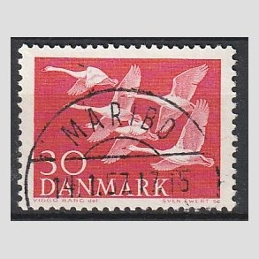FRIM�RKER DANMARK | 1956 - AFA 367 - Nordens svaner - 30 �re r�d - Lux Stemplet