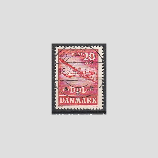 FRIMRKER DANMARK | 1943 - AFA 282 - Luftfart 25 r - 20 re rd - Pragt Stemplet "BRED"