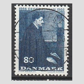 FRIM�RKER DANMARK | 1966 - AFA 447 - Georg Jensen - 80 �re bl� - Lux Stemplet