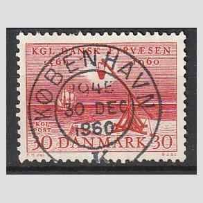 FRIM�RKER DANMARK | 1960 - AFA 386 - Fyr & Vagerv�snet 400 �r - 30 �re r�d - Pragt Stemplet K�benhavn