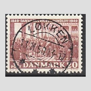 FRIM�RKER DANMARK | 1949 - AFA 315 - Grundloven 100 �r - 20 �re r�dbrun - Lux Stemplet L�kken