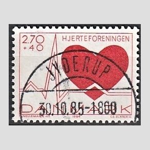 FRIMRKER DANMARK | 1984 - AFA 808 - Hjerteforeningen - 2,70 Kr. + 40 re rd - Pragt Stemplet Jyderup