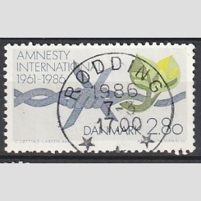 FRIM�RKER DANMARK | 1986 - AFA 850 - Amnesty International 25 �r - 2,80 Kr. flerfarvet - Pragt Stemplet