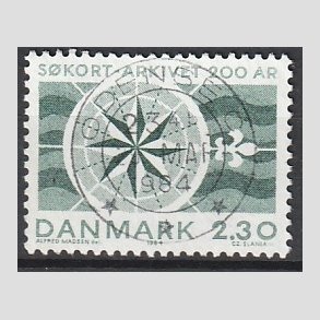 FRIM�RKER DANMARK | 1984 - AFA 799 - S�kortarkivet 200 �r - 2,30 Kr. gr�n - Pragt Stemplet