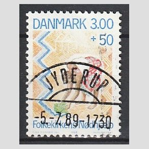 FRIMRKER DANMARK | 1988 - AFA 907 - Folkekirkens Ndhjlp - 3,00 Kr. + 50 re flerfarvet - Pragt Stemplet Jyderup