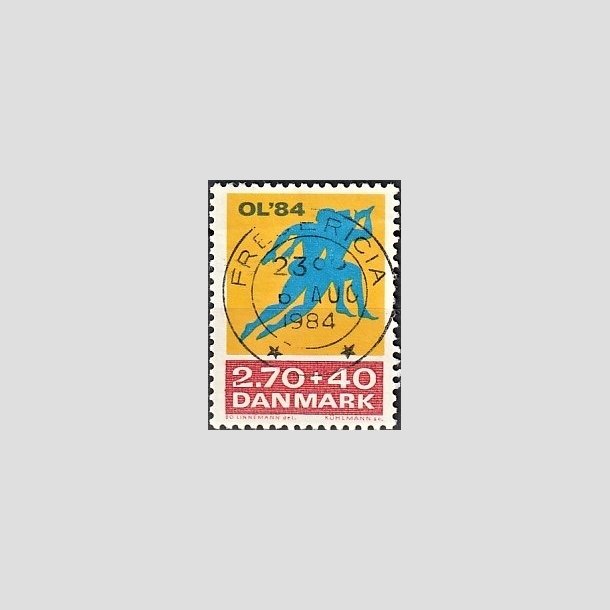 FRIMRKER DANMARK | 1984 - AFA 798 - Olympiske Lege 1984 - 2,70 Kr. + 40 re gul/rd/bl - Pragt Stemplet