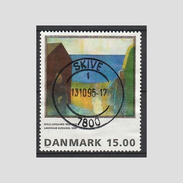 FRIMRKER DANMARK | 1995 - AFA 1100 - Niels Lergaard - 15,00 Kr. flerfarvet - Pragt Stemplet