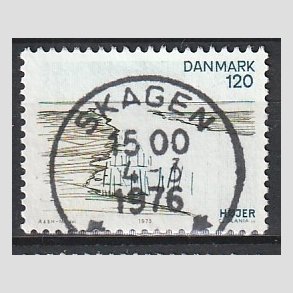 FRIM�RKER DANMARK | 1975 - AFA 600 - S�nderjylland - 120 �re m�rkgr�n/m�rkbl� - Pragt Stemplet Skagen