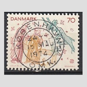 FRIM�RKER DANMARK | 1973 - AFA 552 - Kalkmalerier - 70 �re flerfarvet - Pragt Stemplet