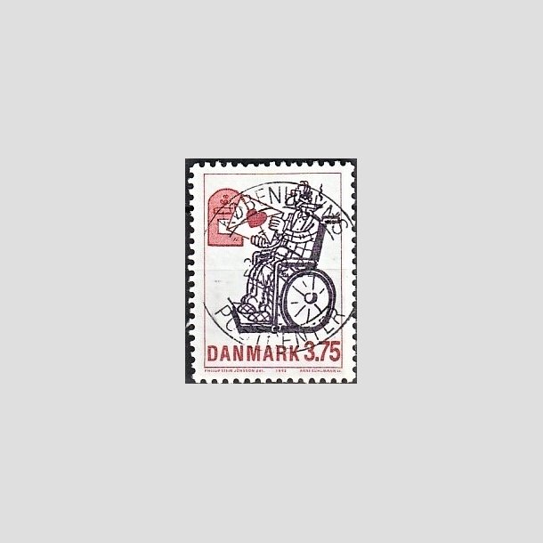 FRIMRKER DANMARK | 1992 - AFA 1029 - Danske tegneseriefigurer - 3,75 Kr. violet/rd - Pragt Stemplet