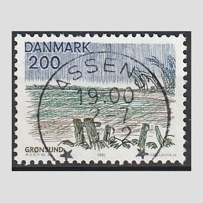 FRIM�RKER DANMARK | 1981 - AFA 733 - Sj�lland og �er - 200 �re flerfarvet - Pragt Stemplet Assens