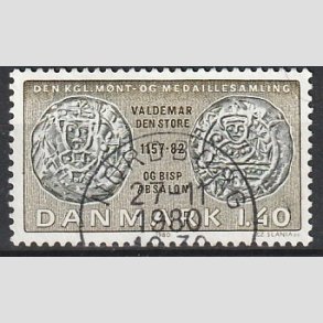 FRIM�RKER DANMARK | 1980 - AFA 709 - Gamle danske m�nter - 1,40 Kr. olivengr�n/sortgr�n - Pragt Stemplet