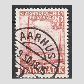FRIM�RKER DANMARK | 1950 - AFA 317 - Statsradiofonien 25 �r - 20 �re r�d - Pragt Stemplet