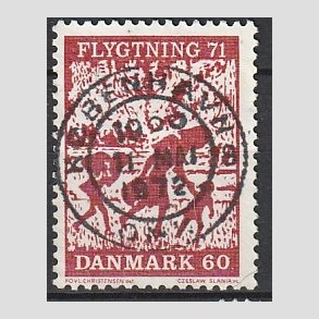 FRIM�RKER DANMARK | 1971 - AFA 511 - Flygtning 71 - 60 �re brunkarmin - Pragt Stemplet