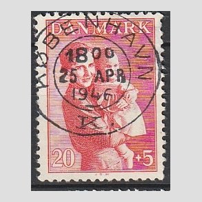 FRIMRKER DANMARK | 1943 - AFA 281 - Brneforsorg - 20 + 5 re rd - Pragt Stemplet